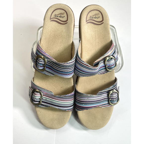 Dansko Sandals Womens Size 41 EU 10.5 11 US Sophie Multicolor Stripe Buckle - Picture 12 of 13
